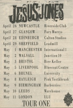 Advert for the first Jesus Jones tour