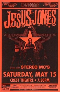 Jesus Jones gig poster 15th May 1993 The Crest Theatre
