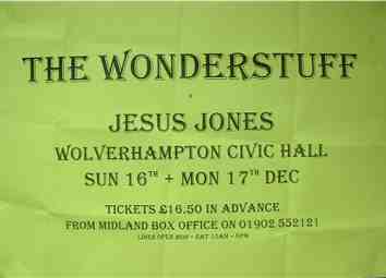 Poster for the support act for The Wonder Stuff