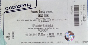Ticket stub Jesus Jones 08/09/2014