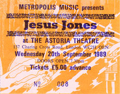 Jesus Jones live Astoria 20th September 1989