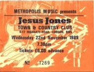 Picture: Ticket stub: Town & County Club 22nd November 1989