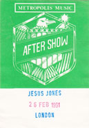 Jesus Jones after show pass 26th February 1991