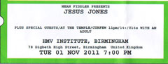 Ticket stub Jesus Jones 27/01/2012