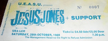 Jesus Jones Ticket Stubb 28th October 1989