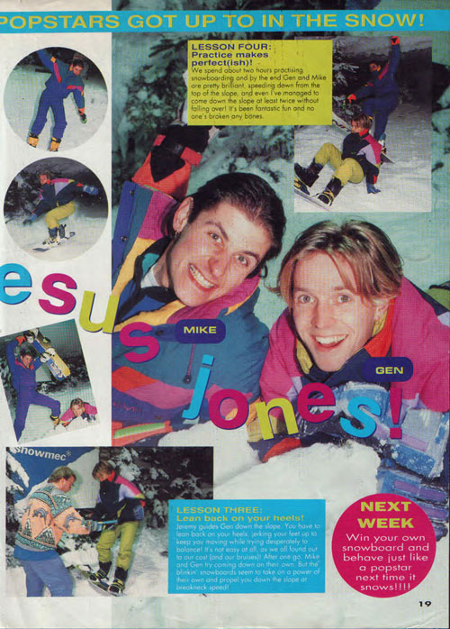 Jesus Jones article Number One Magazine, 1990 Snowboarding