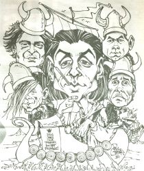 Caricature of Jesus Jones on tour