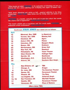 Jesus Jones Tour Quotes and Dates US Canada Perverse Tour 1993