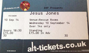 Ticket stub Jesus Jones 10/09/2014
