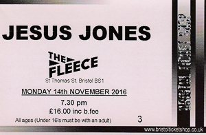 Jesus Jones gig ticket 14 November 2016 The Fleece