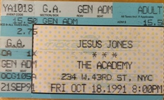 18th October 1991 The Academy, NYC, US