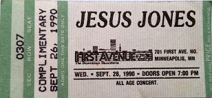 Jesus Jones Ticket Stub 26th September 1990