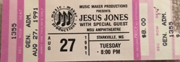 Jesus Jones - gig ticket 27 August 1991
